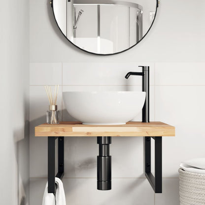 vidaXL Étagère de lavabo murale en acier et bois d'acacia