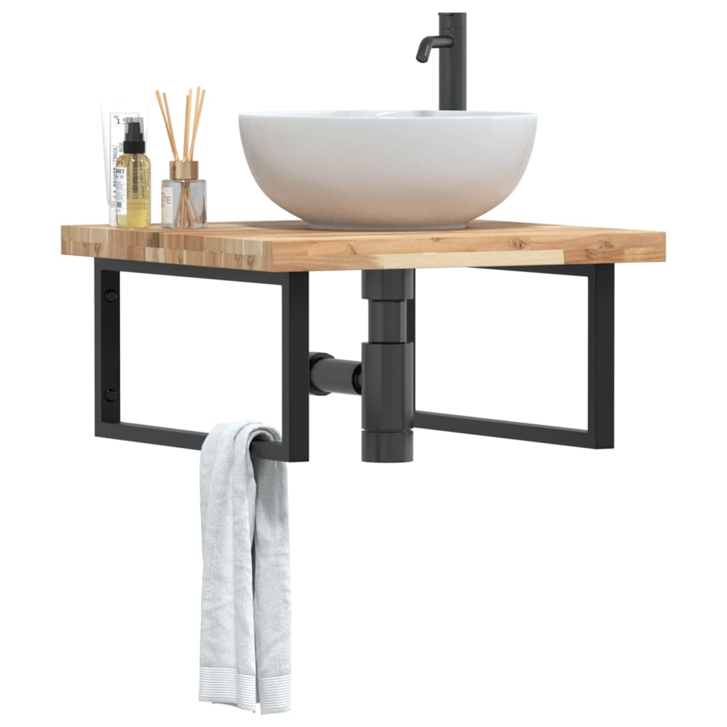 vidaXL Étagère de lavabo murale en acier et bois d'acacia