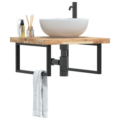 vidaXL Étagère de lavabo murale en acier et bois d'acacia