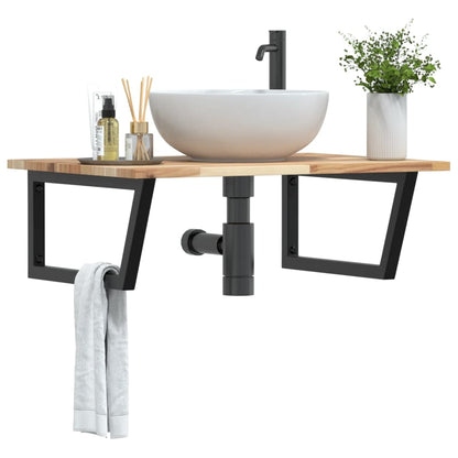 vidaXL Waschbeckenregal Wandmontage Stahl und Akazienholz