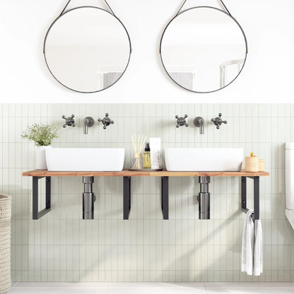vidaXL Waschbeckenregal Wandmontage Stahl und Akazienholz