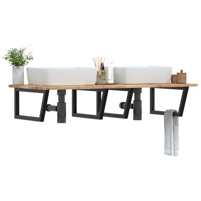 vidaXL Waschbeckenregal Wandmontage Stahl und Akazienholz
