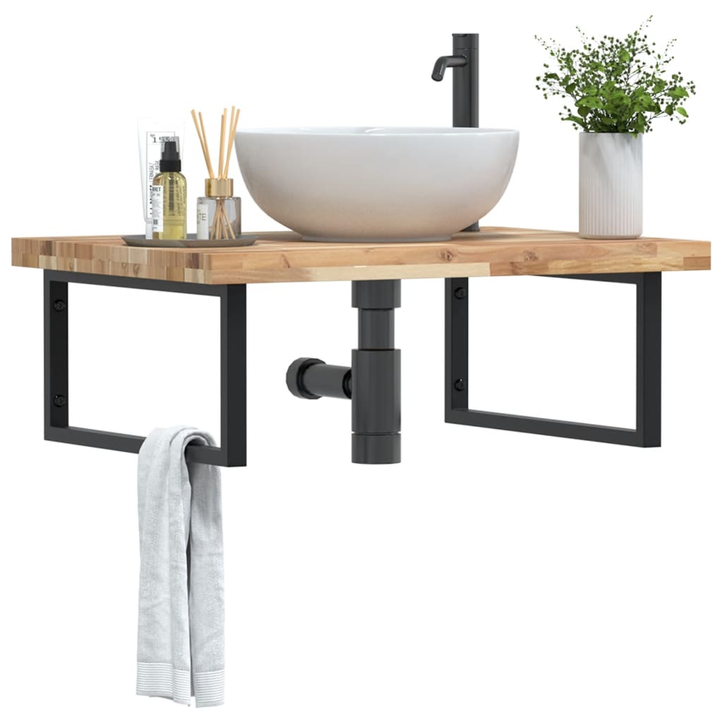 vidaXL Waschbeckenregal Wandmontage Stahl und Akazienholz