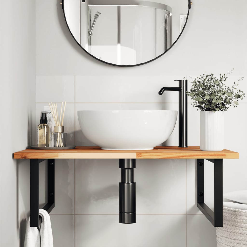 vidaXL Waschbeckenregal Wandmontage Stahl und Akazienholz