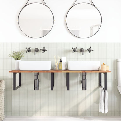 vidaXL Waschbeckenregal Wandmontage Stahl und Akazienholz
