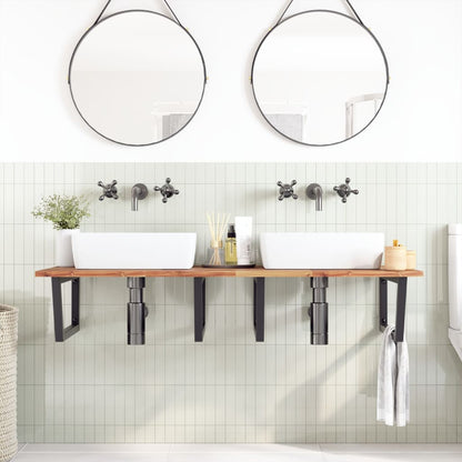 vidaXL Waschbeckenregal Wandmontage Stahl und Akazienholz