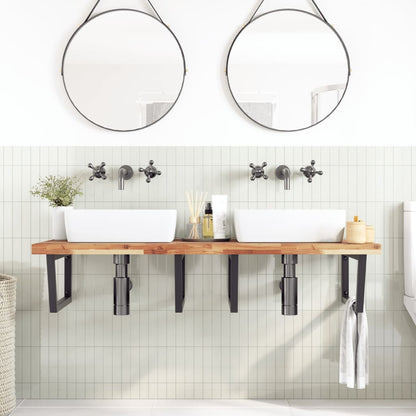 vidaXL Waschbeckenregal Wandmontage Stahl und Akazienholz