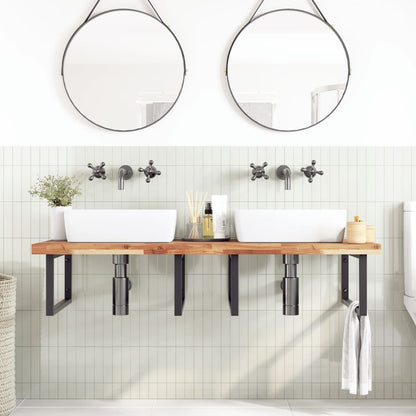 vidaXL Waschbeckenregal Wandmontage Stahl und Akazienholz