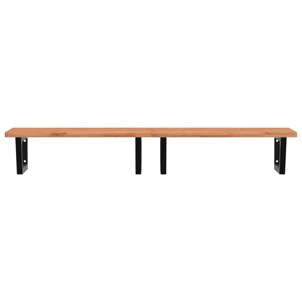 vidaXL Waschbeckenregal Wandmontage Stahl und Massivholz Buche