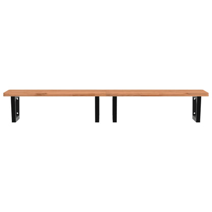 vidaXL Waschbeckenregal Wandmontage Stahl und Massivholz Buche
