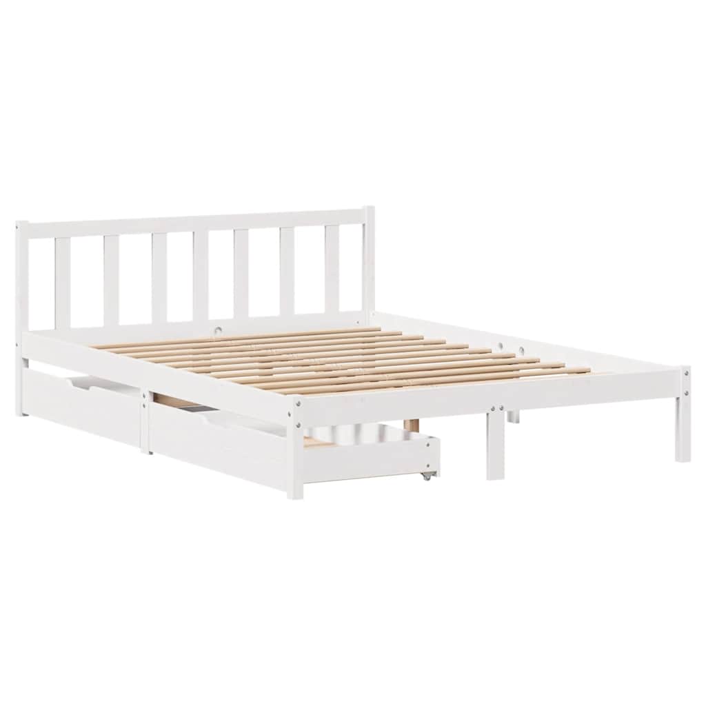 vidaXL Massivholzbett ohne Matratze Weiß 120x190 cm Kiefernholz