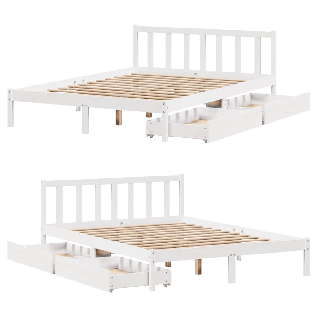 vidaXL Massivholzbett ohne Matratze Weiß 120x190 cm Kiefernholz