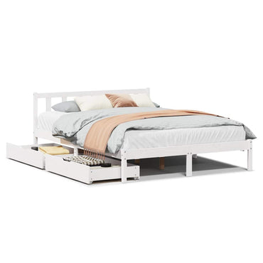 vidaXL Massivholzbett ohne Matratze Weiß 140x190 cm Kiefernholz