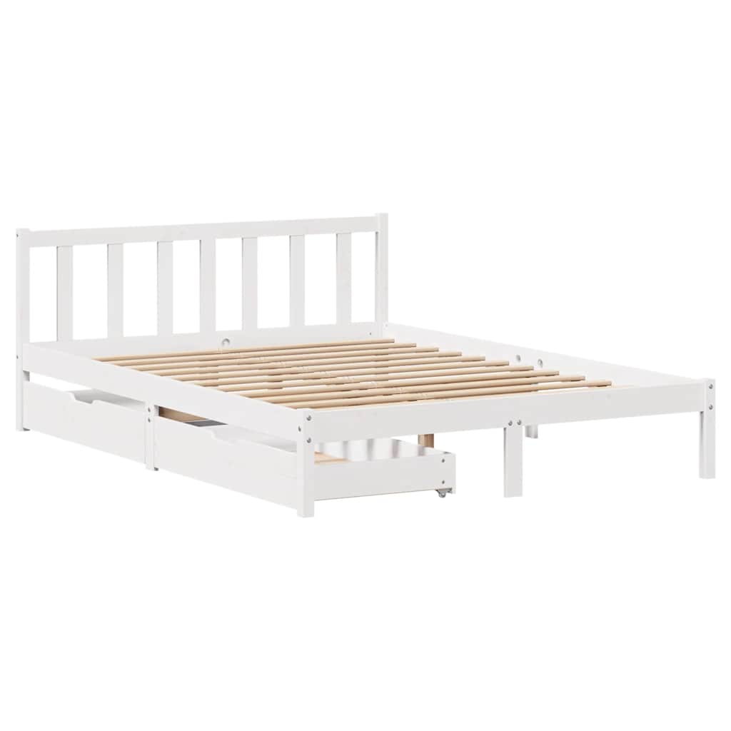 vidaXL Massivholzbett ohne Matratze Weiß 140x190 cm Kiefernholz