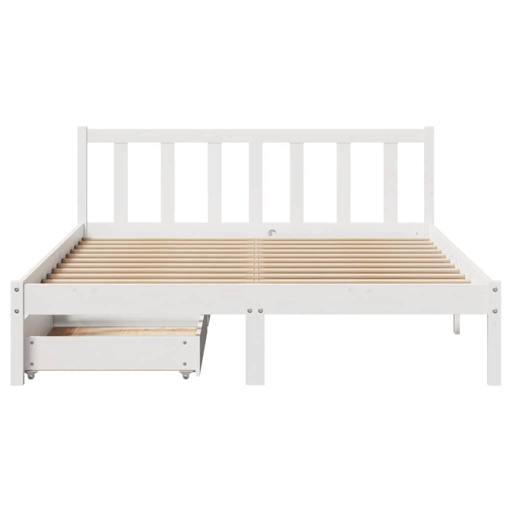 vidaXL Massivholzbett ohne Matratze Weiß 140x190 cm Kiefernholz