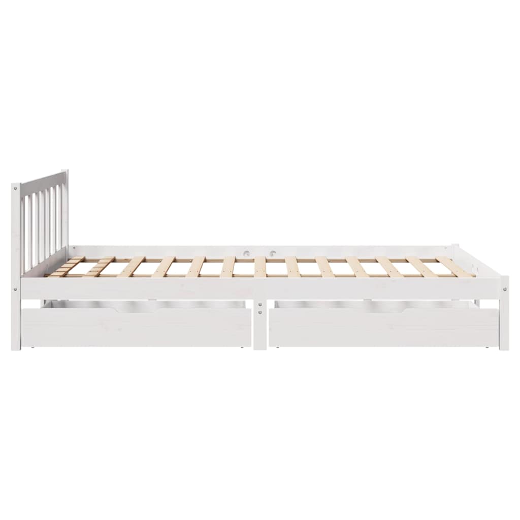 vidaXL Massivholzbett ohne Matratze Weiß 140x190 cm Kiefernholz