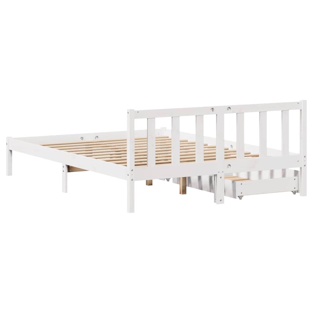 vidaXL Massivholzbett ohne Matratze Weiß 140x190 cm Kiefernholz
