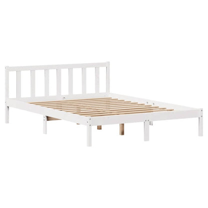 vidaXL Massivholzbett ohne Matratze Weiß 140x190 cm Kiefernholz