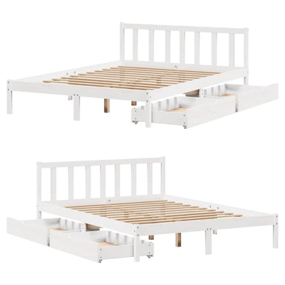 vidaXL Massivholzbett ohne Matratze Weiß 140x190 cm Kiefernholz