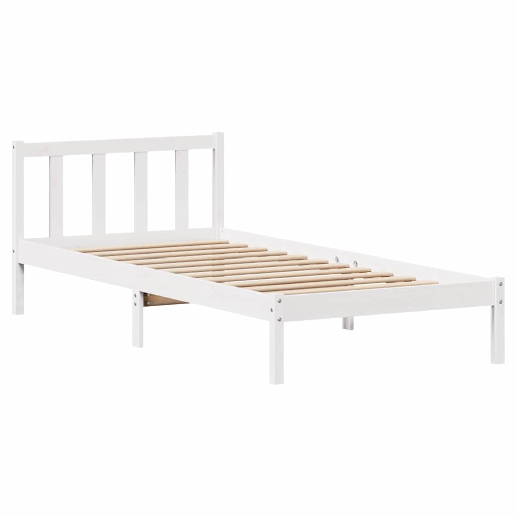 vidaXL Massivholzbett ohne Matratze Weiß 100x200 cm Kiefernholz