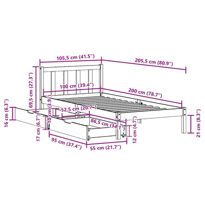 vidaXL Massivholzbett ohne Matratze Weiß 100x200 cm Kiefernholz
