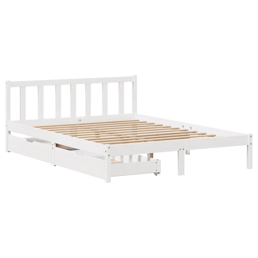 vidaXL Massivholzbett ohne Matratze Weiß 150x200 cm Kiefernholz