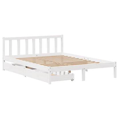 vidaXL Massivholzbett ohne Matratze Weiß 150x200 cm Kiefernholz