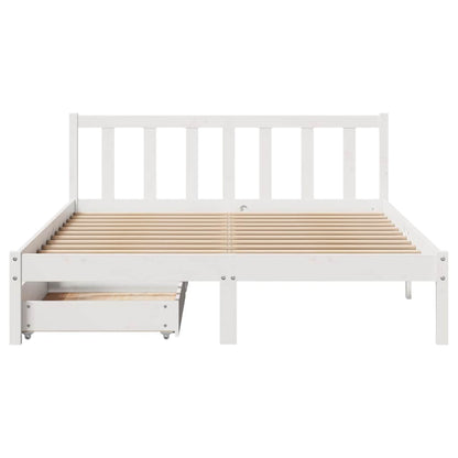 vidaXL Massivholzbett ohne Matratze Weiß 150x200 cm Kiefernholz