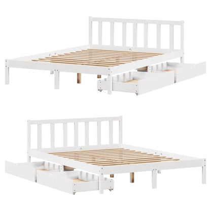 vidaXL Massivholzbett ohne Matratze Weiß 150x200 cm Kiefernholz