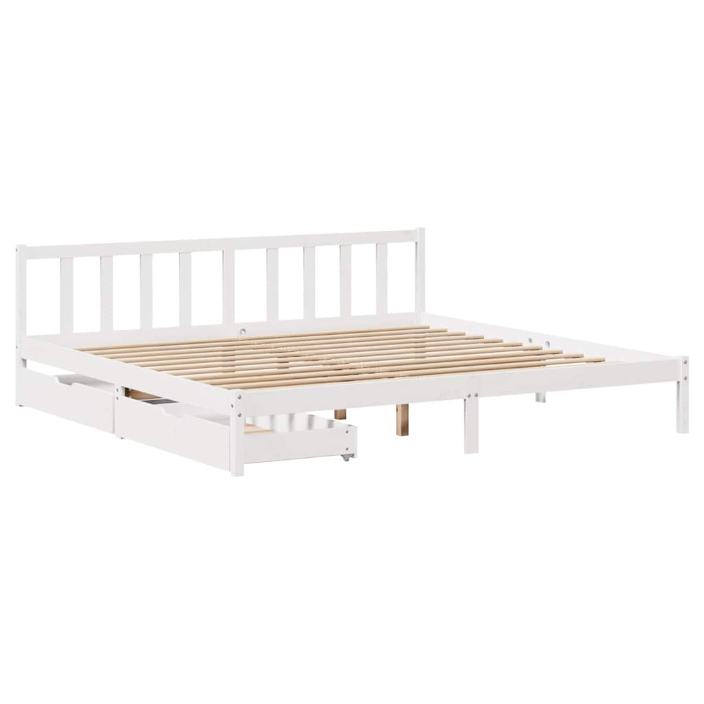 vidaXL Massivholzbett ohne Matratze Weiß 180x200 cm Kiefernholz