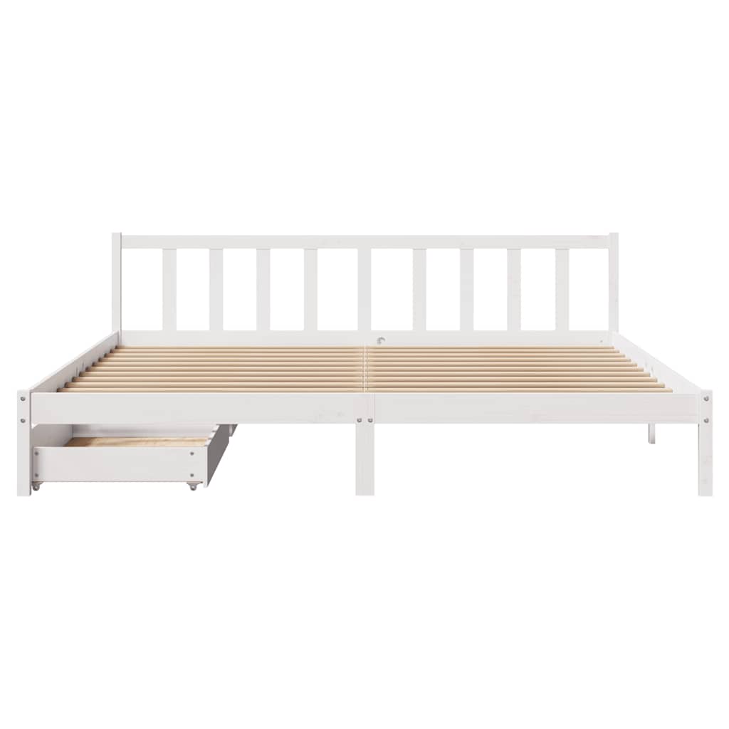vidaXL Massivholzbett ohne Matratze Weiß 180x200 cm Kiefernholz