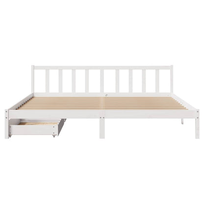 vidaXL Massivholzbett ohne Matratze Weiß 180x200 cm Kiefernholz