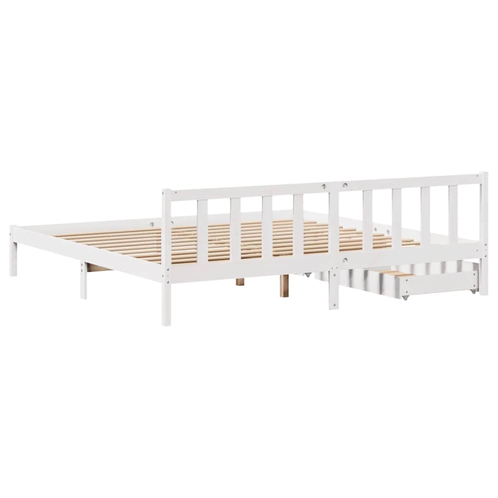 vidaXL Massivholzbett ohne Matratze Weiß 180x200 cm Kiefernholz