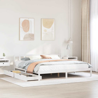 vidaXL Massivholzbett ohne Matratze Weiß 180x200 cm Kiefernholz