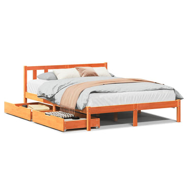 vidaXL Massivholzbett ohne Matratze Wachsbraun 140x190 cm Kiefernholz