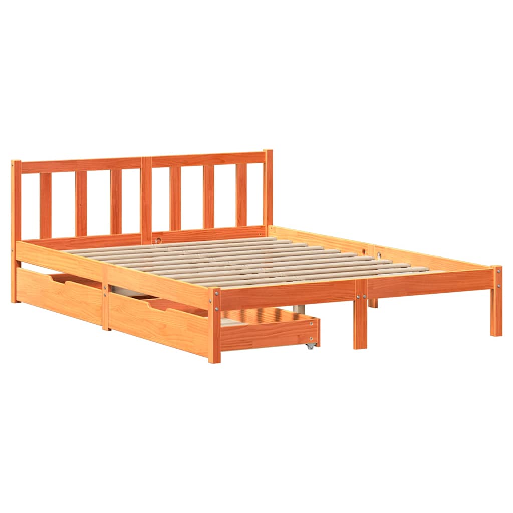 vidaXL Massivholzbett ohne Matratze Wachsbraun 120x200 cm Kiefernholz