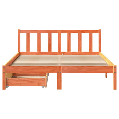 vidaXL Massivholzbett ohne Matratze Wachsbraun 120x200 cm Kiefernholz