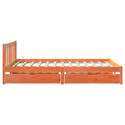 vidaXL Massivholzbett ohne Matratze Wachsbraun 120x200 cm Kiefernholz
