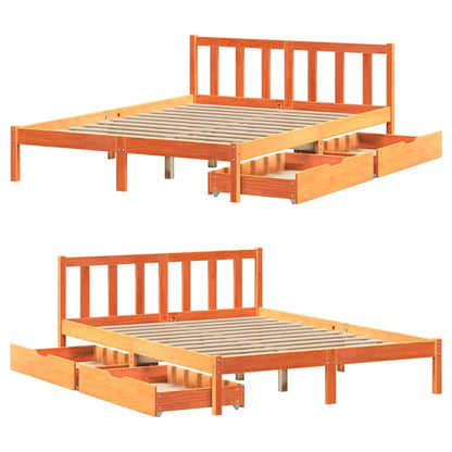 vidaXL Massivholzbett ohne Matratze Wachsbraun 120x200 cm Kiefernholz