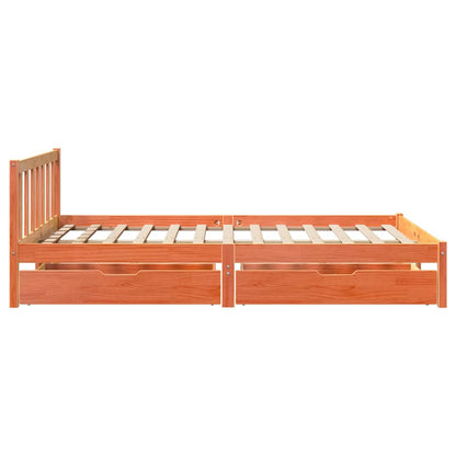 vidaXL Massivholzbett ohne Matratze Wachsbraun 140x200 cm Kiefernholz