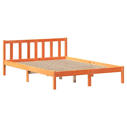 vidaXL Massivholzbett ohne Matratze Wachsbraun 140x200 cm Kiefernholz