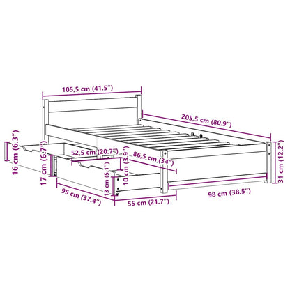 vidaXL Massivholzbett ohne Matratze 100x200 cm Kiefernholz