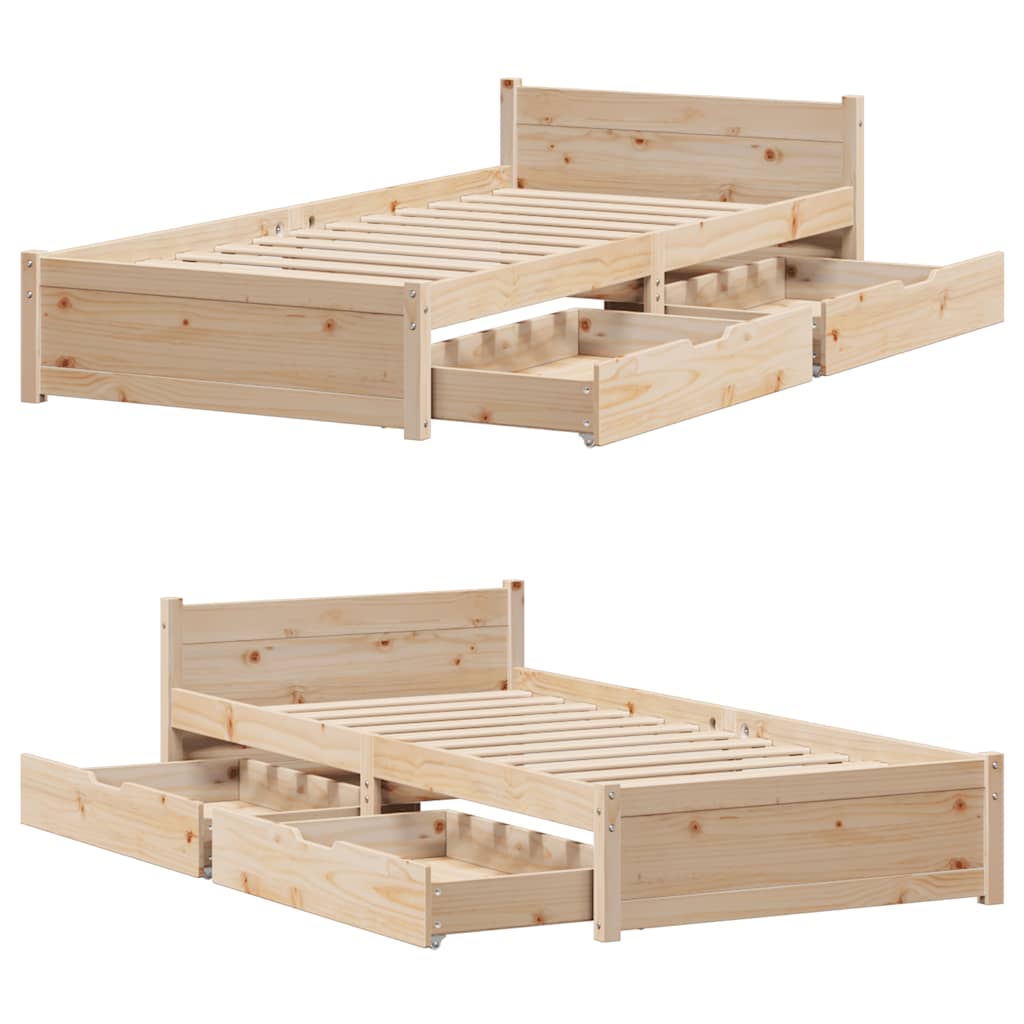 vidaXL Massivholzbett ohne Matratze 100x200 cm Kiefernholz