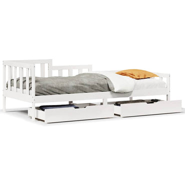 vidaXL Tagesbett mit Schubladen Weiß 90x190 cm Kiefernholz
