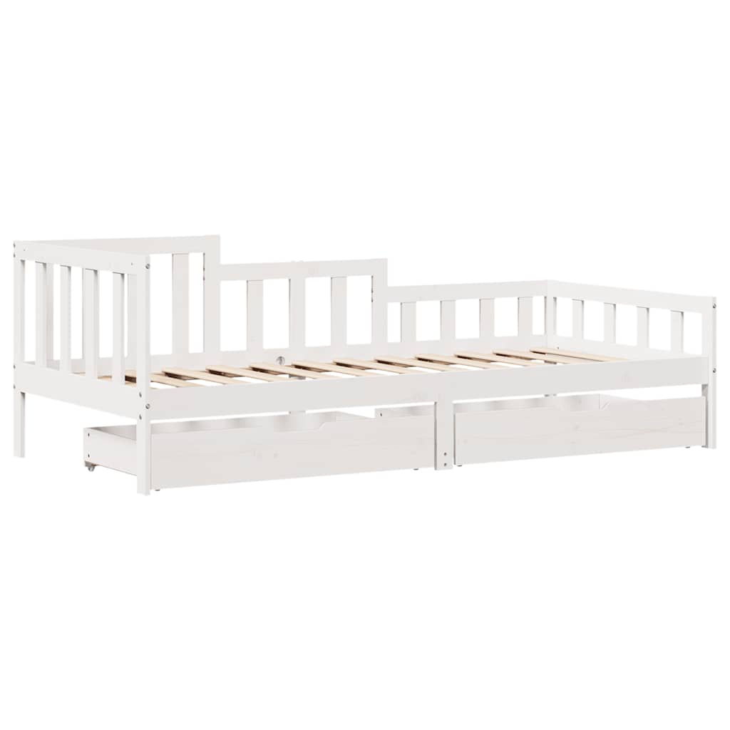vidaXL Tagesbett mit Schubladen Weiß 90x190 cm Kiefernholz