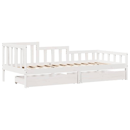 vidaXL Tagesbett mit Schubladen Weiß 90x190 cm Kiefernholz