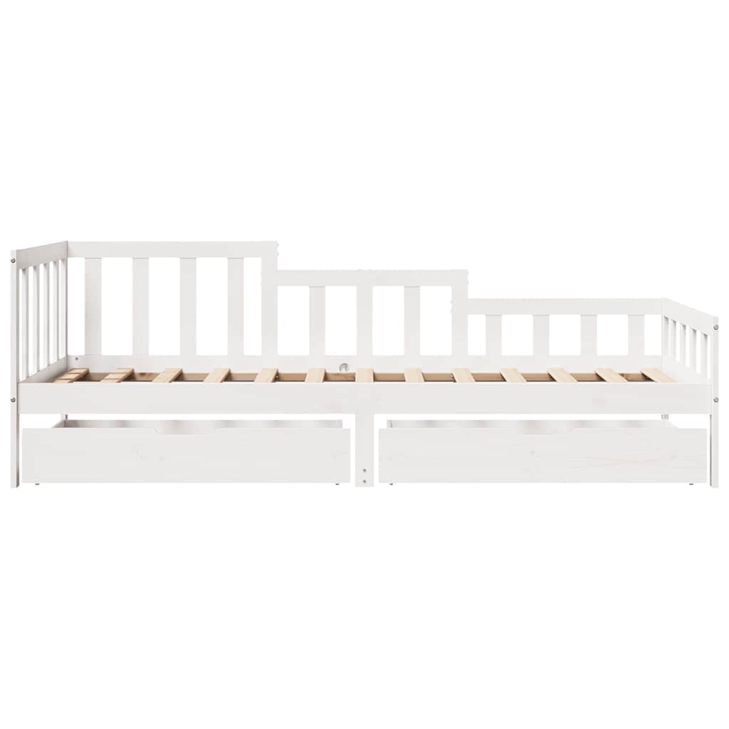 vidaXL Tagesbett mit Schubladen Weiß 90x190 cm Kiefernholz