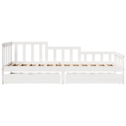 vidaXL Tagesbett mit Schubladen Weiß 90x190 cm Kiefernholz