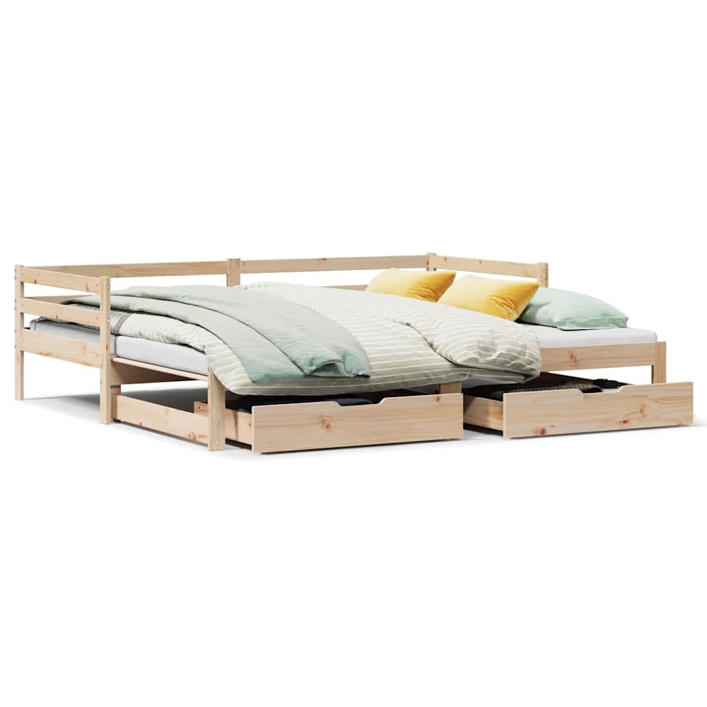 vidaXL Tagesbett Ausziehbar mit Schubladen ohne Matratze 90x200 cm