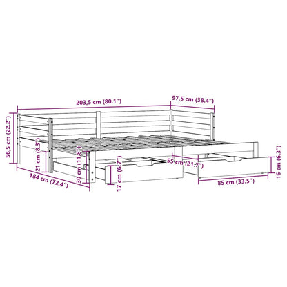vidaXL Tagesbett Ausziehbar mit Schubladen ohne Matratze 90x200 cm